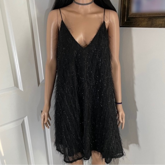 NWT She + Sky Dress Backless + V Cut Neckline Fringe Slip | Boutique - Picture 1 of 6